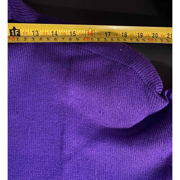 St John Sweater Marie Gray Purple Womens 10 Colorblock Cardigan - Picture 9 of 9